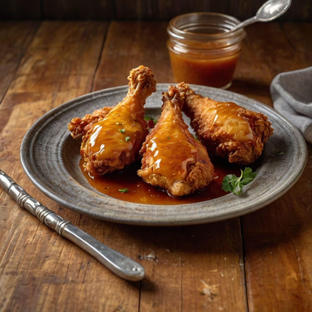 Elevate your crispy fried chicken by drizzling it with homemade hot honey sauce