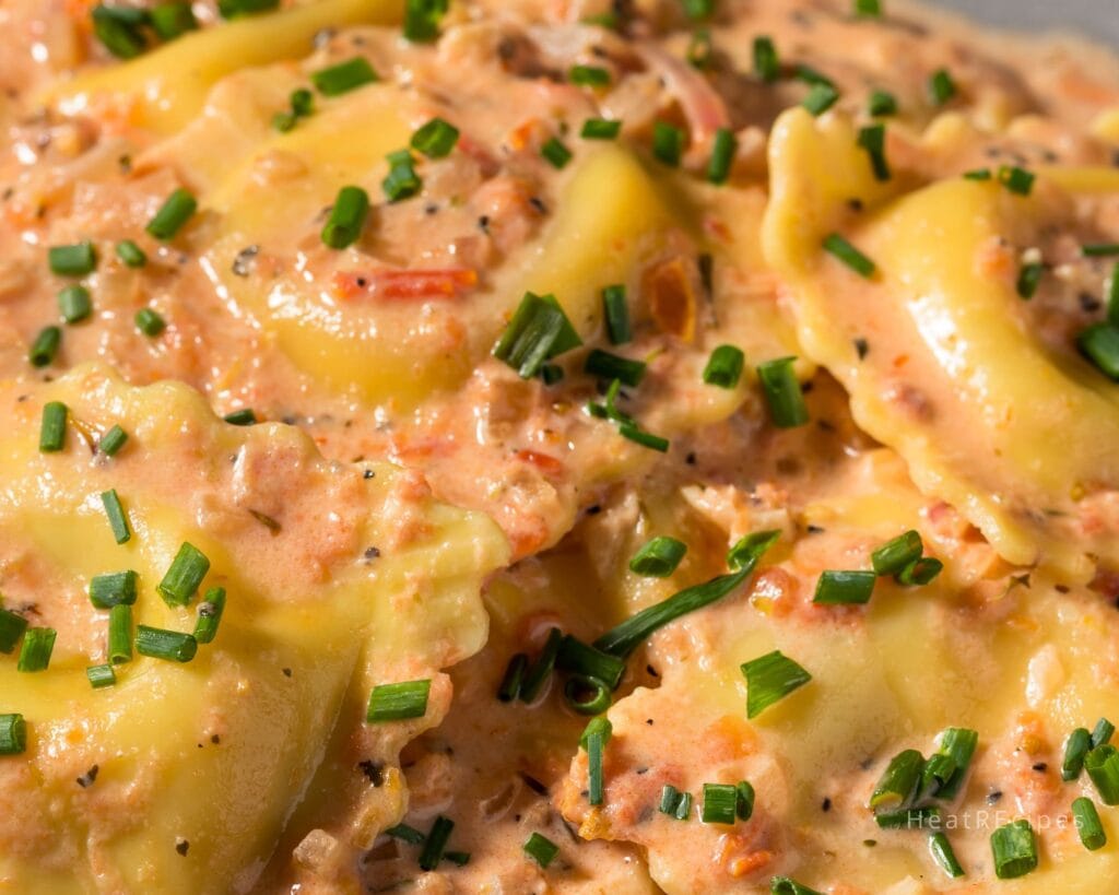 Delicious homemade lobster ravioli sauce served over tender lobster ravioli