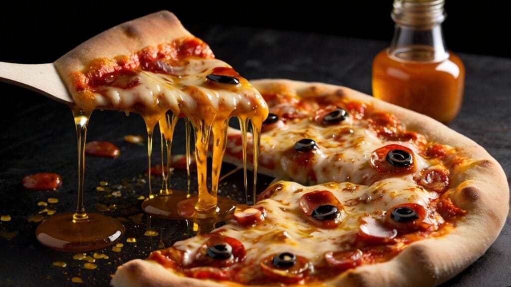 pizza with hot honey sauce