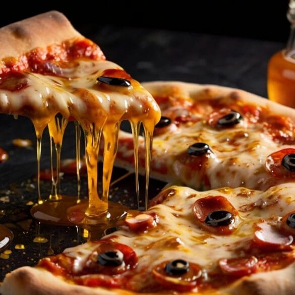 pizza with hot honey sauce