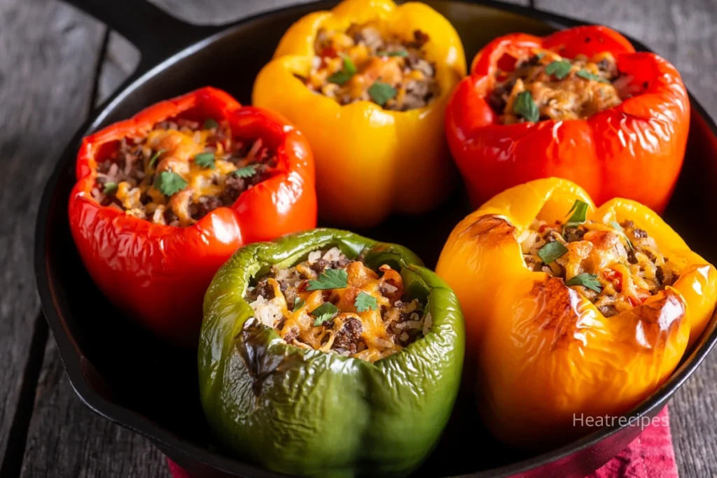 Stuffed Bell Peppers with Leftover Spaghetti Sauce