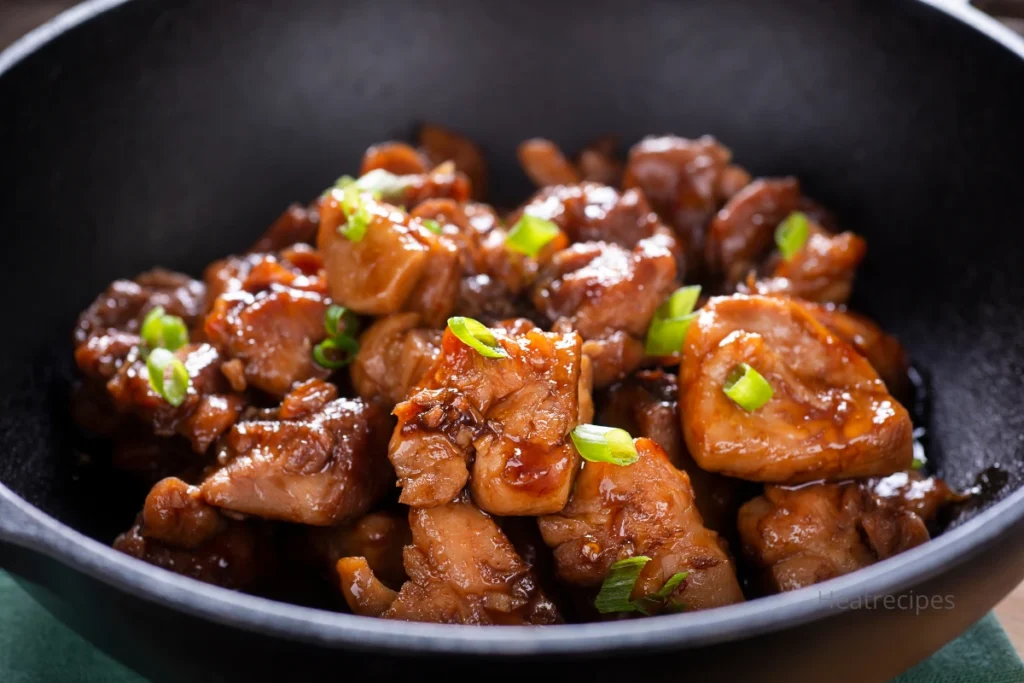 Bourbon chicken is an easy and tasty way to enjoy bourbon sauce. This dish features tender chicken cooked in a rich bourbon sauce that’s savory, sweet, and slightly tangy.