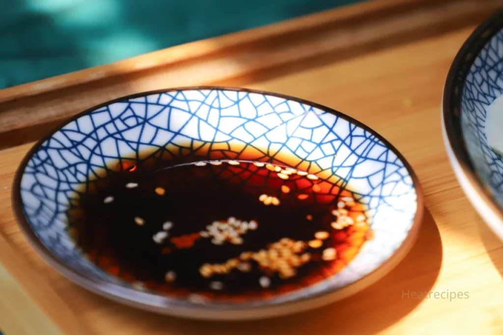 Ingredients for General Tso sauce recipe: soy sauce, garlic, ginger, and chili flakes